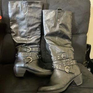 Black Knee High Boots - Size 9.5